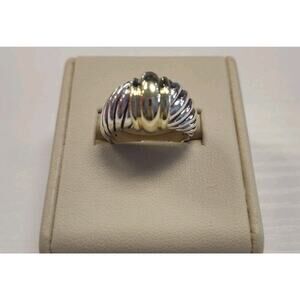 David Yurman Dome Ring Size 7 Sterling Silver 925 Yellow Gold 14k Statement